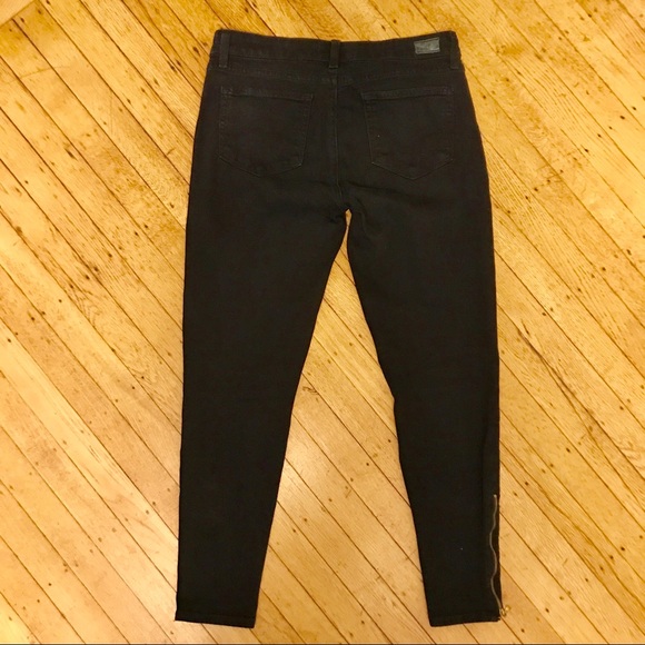 Paige Black Wash Zipper Skinny Jeans - Picture 2 of 5